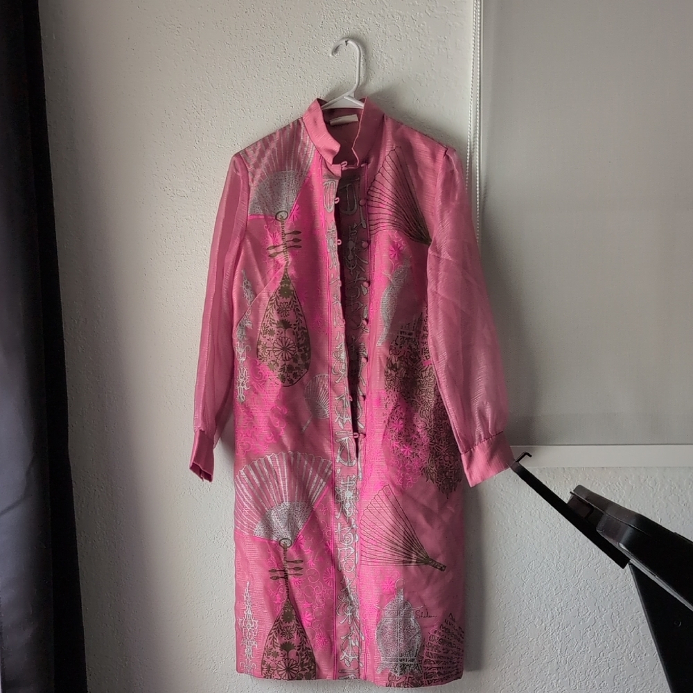 Pink Embroidered Long Coat